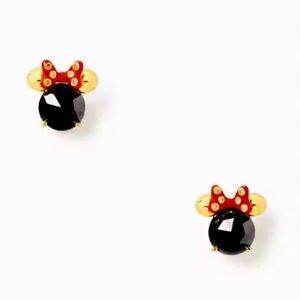 🆕kate spade♠️Disney X Minnie Black Stone Gold Stud Earrings NWT ❤️Mother's Day